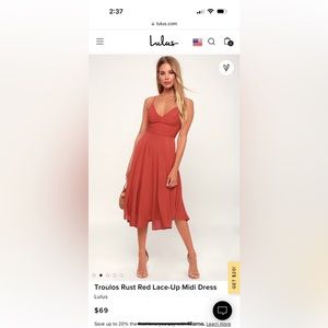 Lulu lace up midi dress original price $69